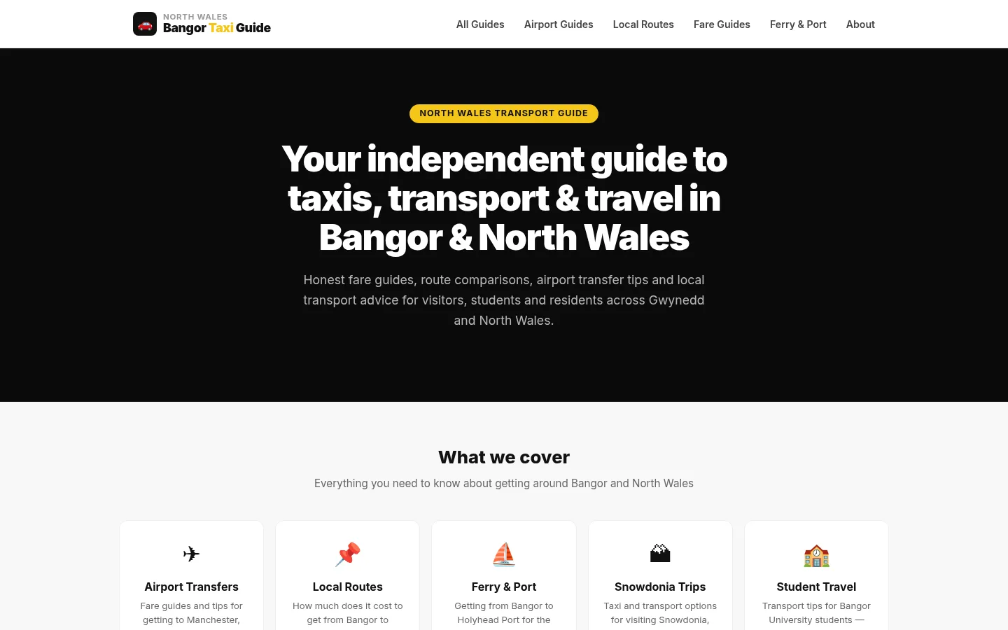 Desktop screenshot of Bangor Taxi Guide