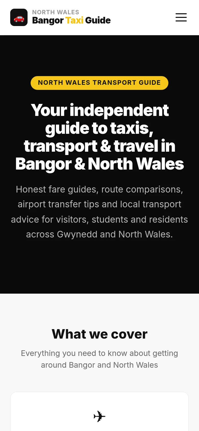 Mobile screenshot of Bangor Taxi Guide