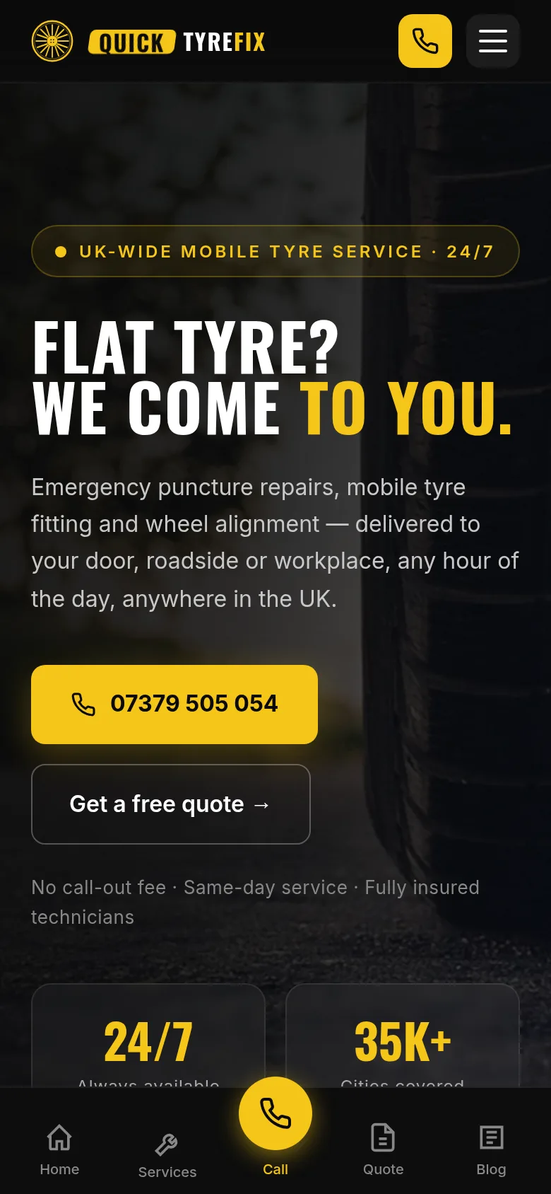 Mobile screenshot of Quick Tyre Fix