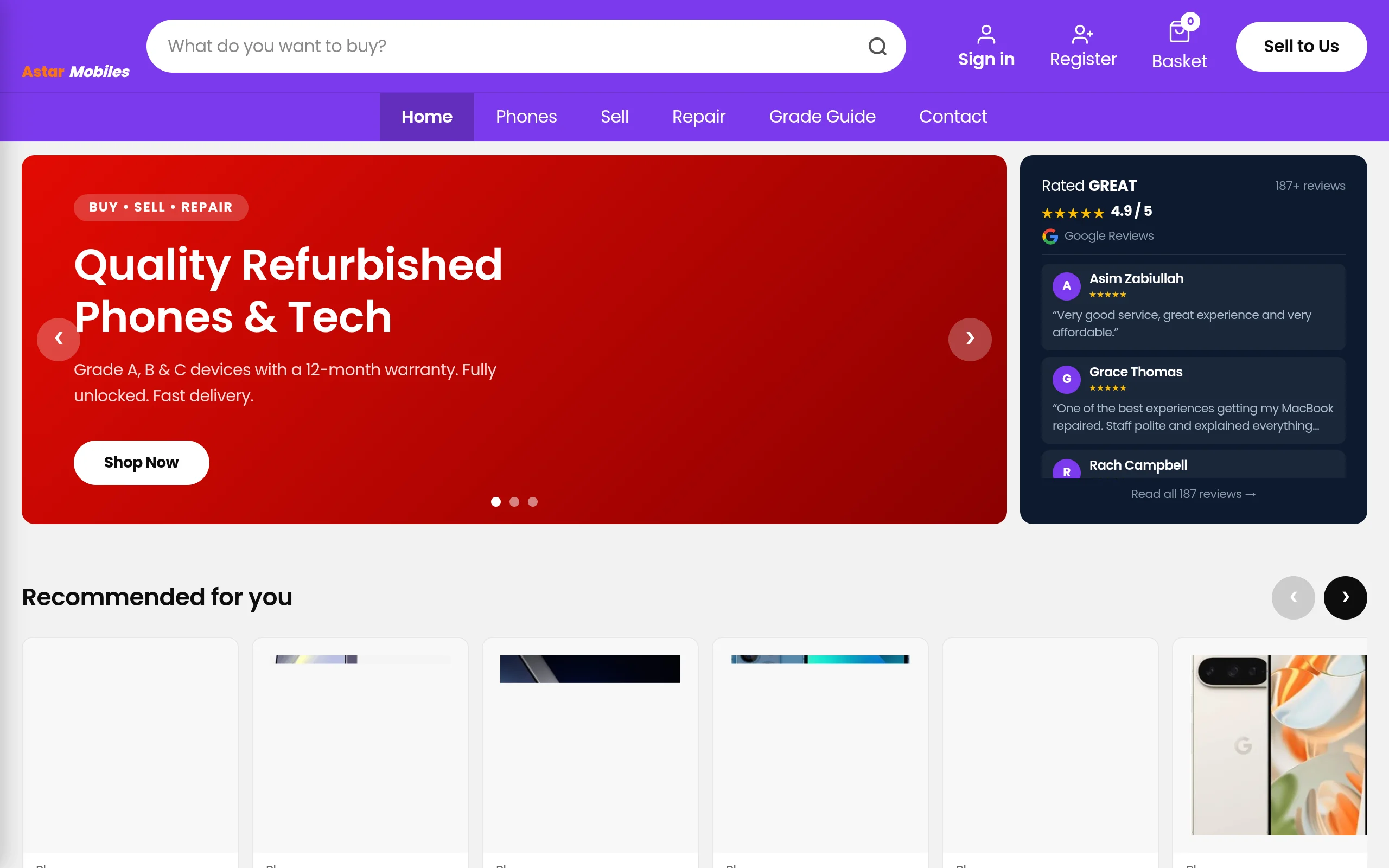 Screenshot of astarmobile.co.uk
